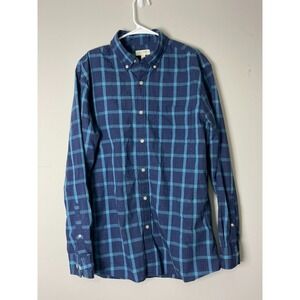 Sonoma Mens Plaid Button‎ Down Long Sleeve Shirt Blue Casual